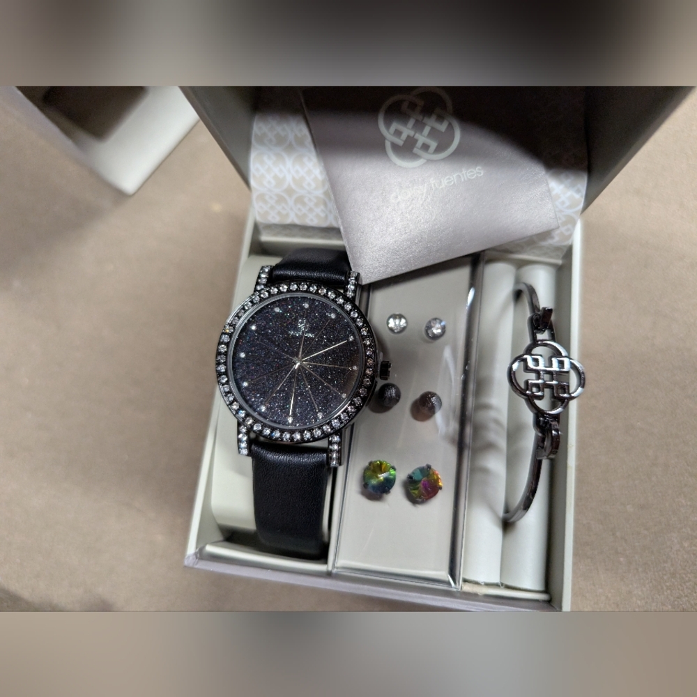 Chic Black Watch with Sparkling Accents